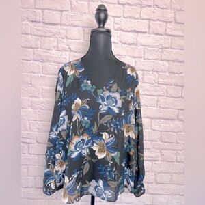 Hope & Harlow Sheer Floral Blouse size XL
